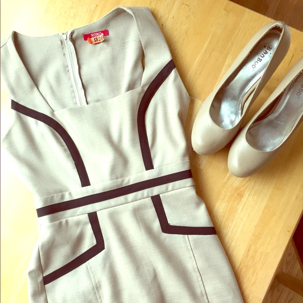 Tan fitted interview dress